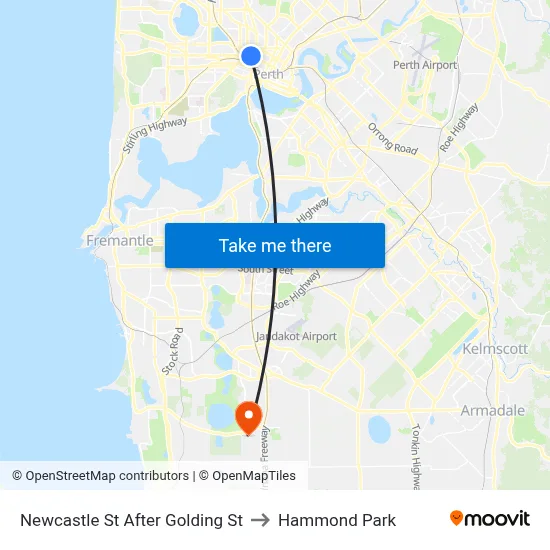 Newcastle St After Golding St to Hammond Park map