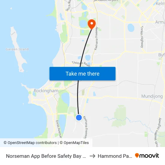 Norseman App Before Safety Bay Rd to Hammond Park map