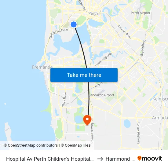 Hospital Av Perth Children's Hospital Cat Id 116 to Hammond Park map