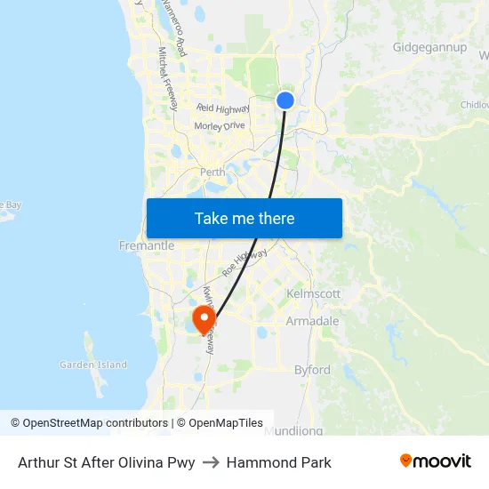 Arthur St After Olivina Pwy to Hammond Park map