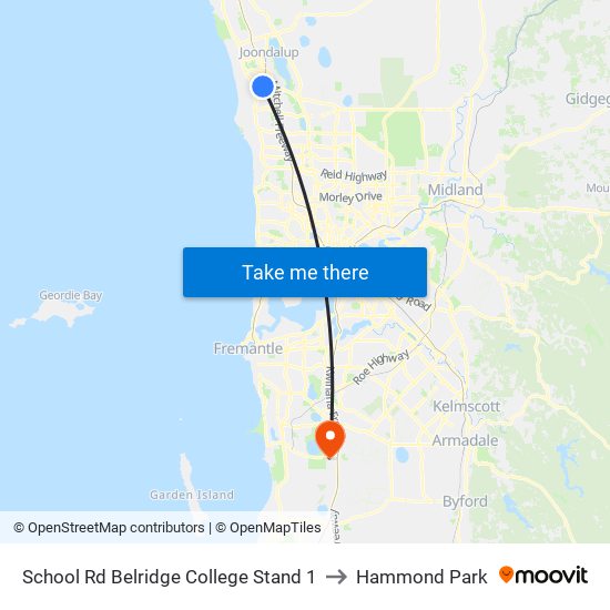 School Rd Belridge College Stand 1 to Hammond Park map