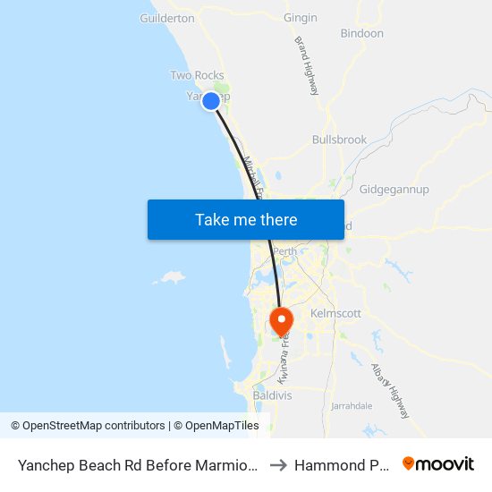 Yanchep Beach Rd Before Marmion Av to Hammond Park map