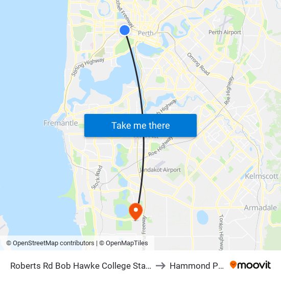 Roberts Rd Bob Hawke College Stand 2 to Hammond Park map