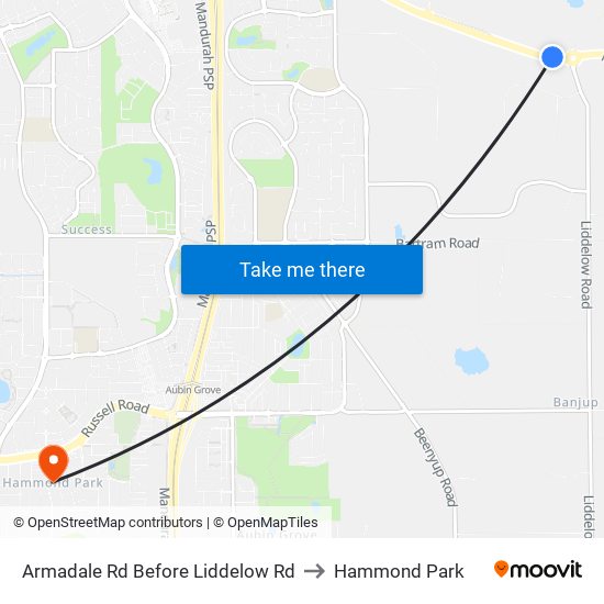 Armadale Rd Before Liddelow Rd to Hammond Park map