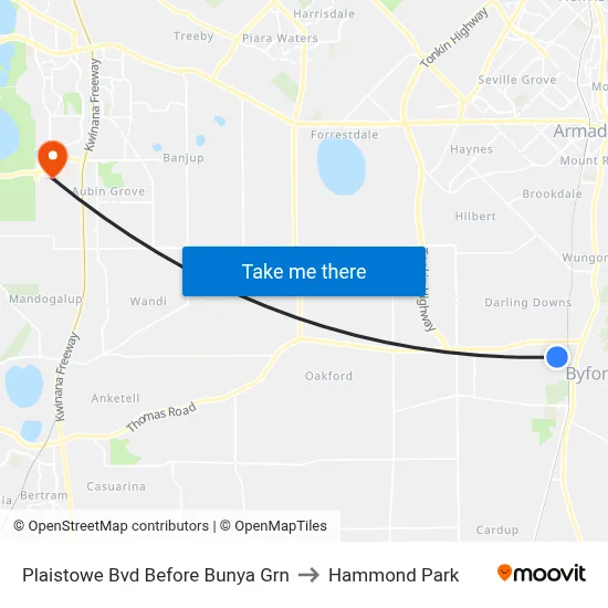 Plaistowe Bvd Before Bunya Grn to Hammond Park map