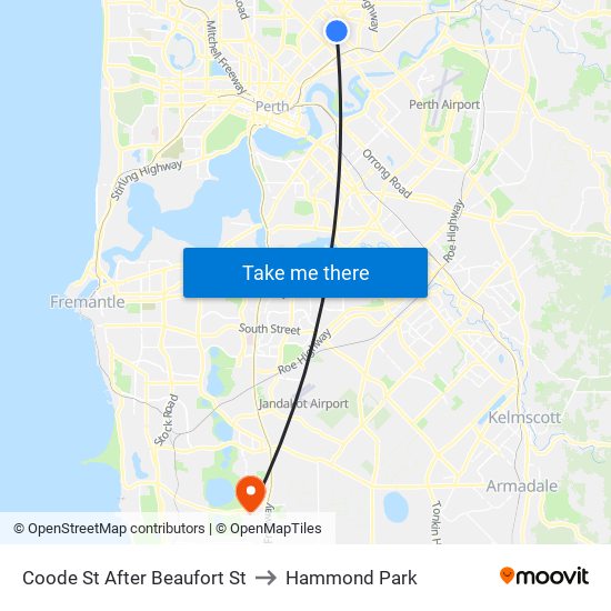 Coode St After Beaufort St to Hammond Park map