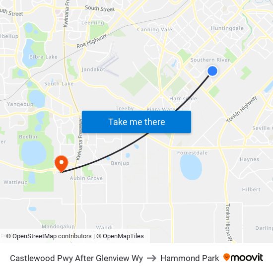 Castlewood Pwy After Glenview Wy to Hammond Park map