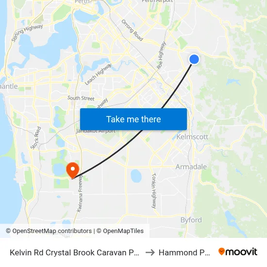 Kelvin Rd Crystal Brook Caravan Park to Hammond Park map