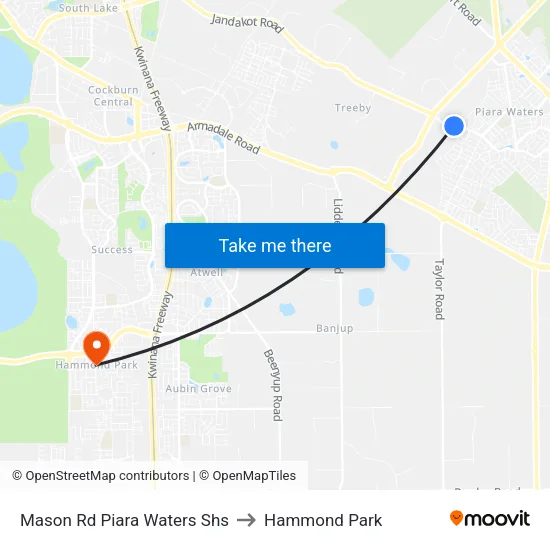 Mason Rd Piara Waters Shs to Hammond Park map