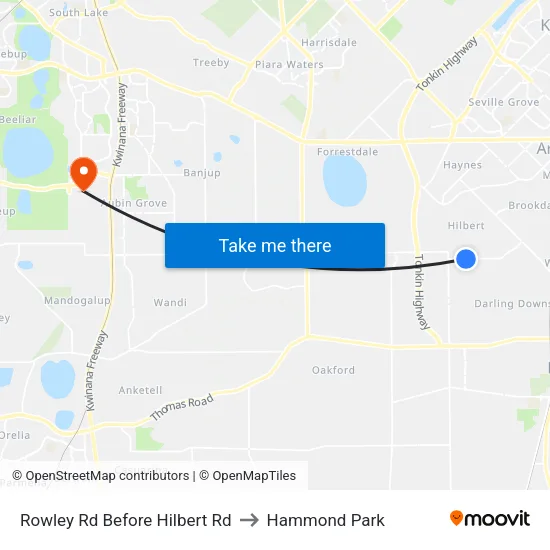 Rowley Rd Before Hilbert Rd to Hammond Park map