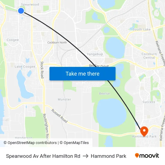 Spearwood Av After Hamilton Rd to Hammond Park map