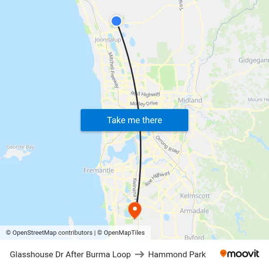 Glasshouse Dr After Burma Loop to Hammond Park map