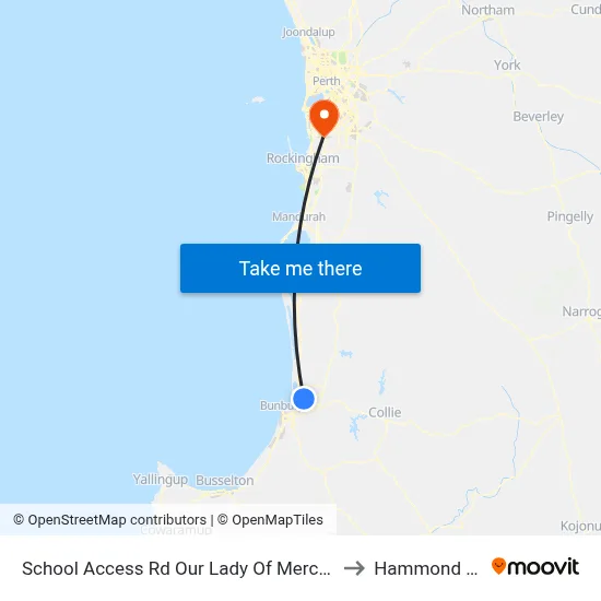 School Access Rd Our Lady Of Mercy College to Hammond Park map