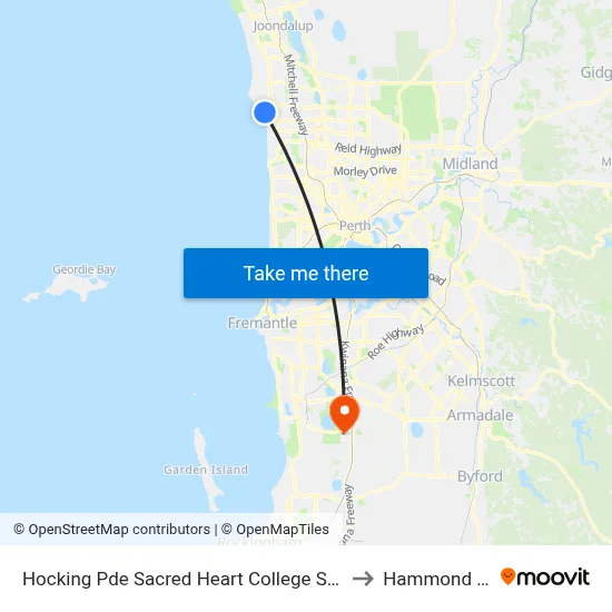 Hocking Pde Sacred Heart College Stand 1 & 2 to Hammond Park map