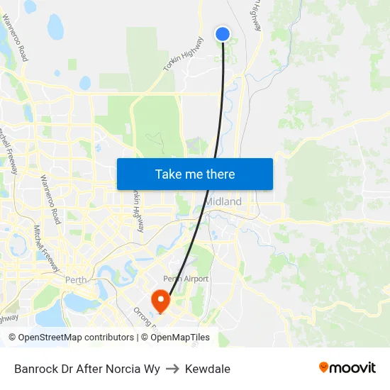 Banrock Dr After Norcia Wy to Kewdale map