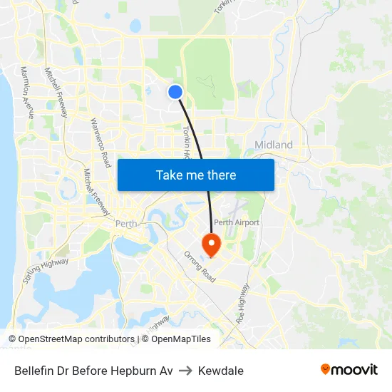 Bellefin Dr Before Hepburn Av to Kewdale map