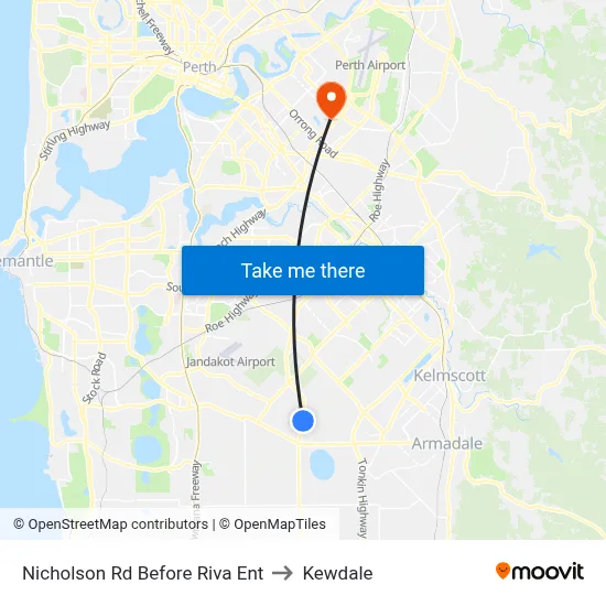 Nicholson Rd Before Riva Ent to Kewdale map