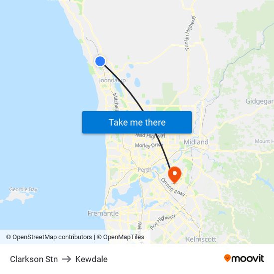 Clarkson Stn to Kewdale map