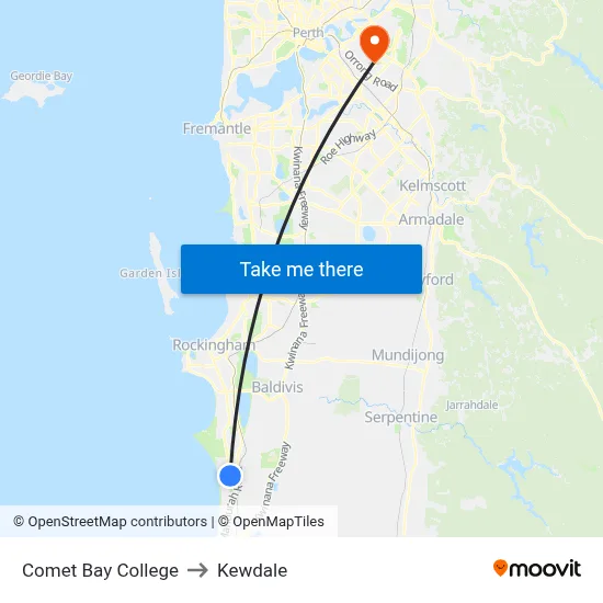 Comet Bay College to Kewdale map