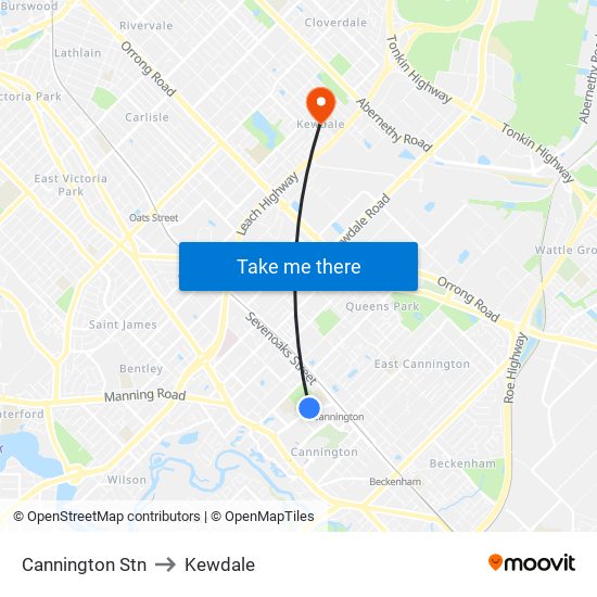 Cannington Stn to Kewdale map