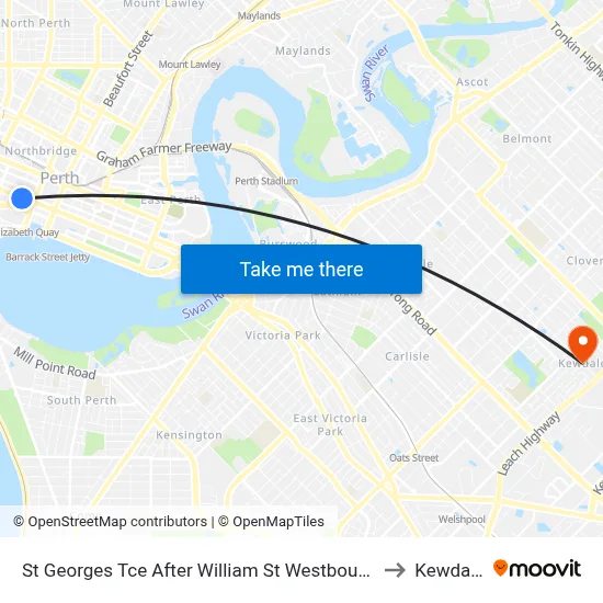 St Georges Tce After William St Westbound to Kewdale map