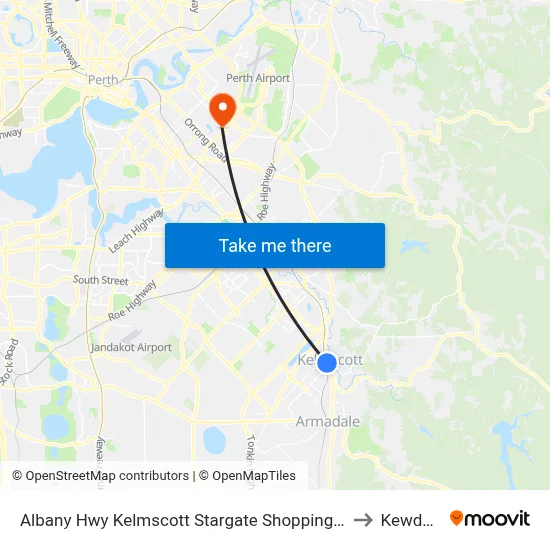 Albany Hwy Kelmscott Stargate Shopping Ctr to Kewdale map