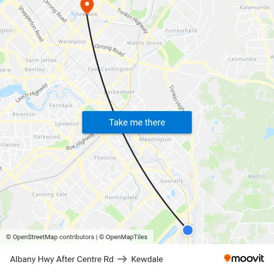 Albany Hwy After Centre Rd to Kewdale map