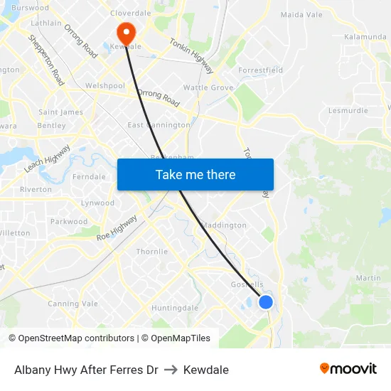 Albany Hwy After Ferres Dr to Kewdale map