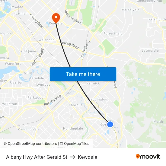 Albany Hwy After Gerald St to Kewdale map