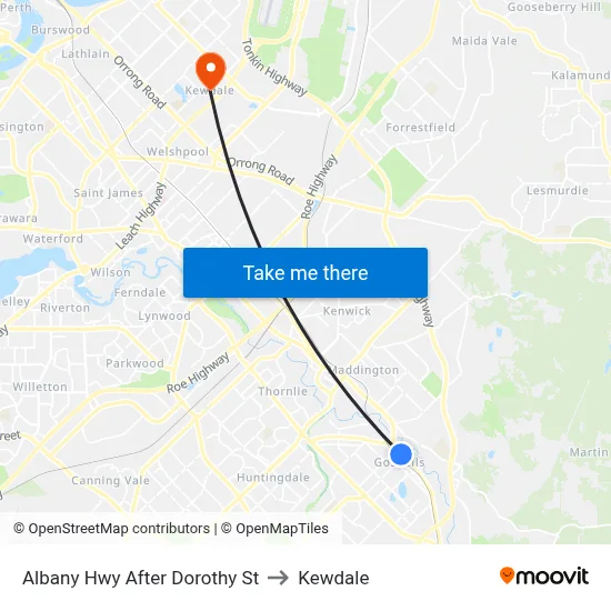 Albany Hwy After Dorothy St to Kewdale map