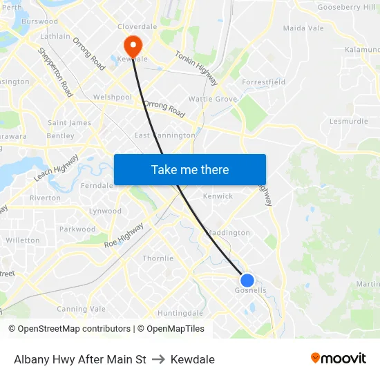 Albany Hwy After Main St to Kewdale map