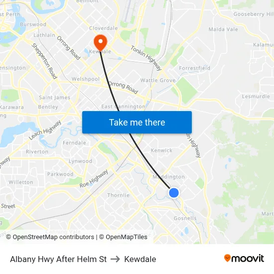 Albany Hwy After Helm St to Kewdale map