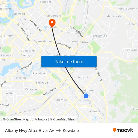 Albany Hwy After River Av to Kewdale map