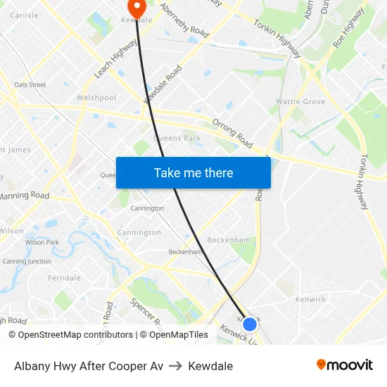 Albany Hwy After Cooper Av to Kewdale map
