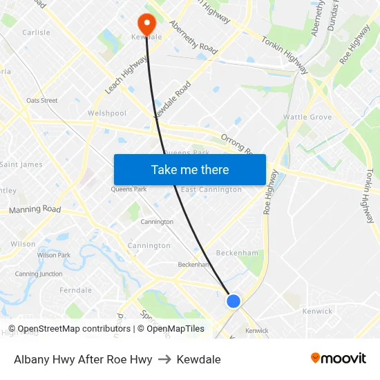 Albany Hwy After Roe Hwy to Kewdale map