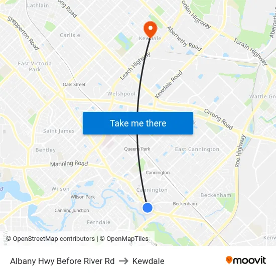 Albany Hwy Before River Rd to Kewdale map