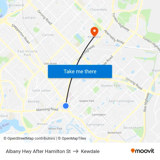Albany Hwy After Hamilton St to Kewdale map