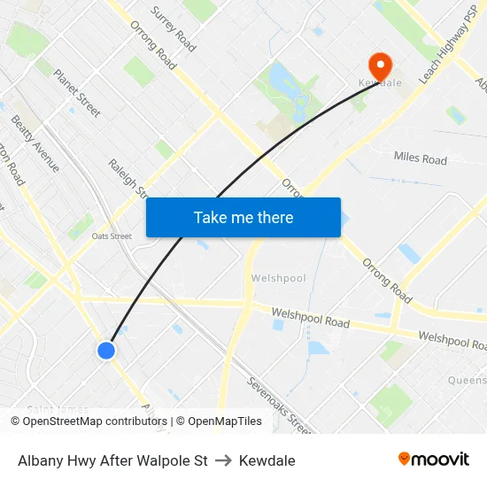 Albany Hwy After Walpole St to Kewdale map