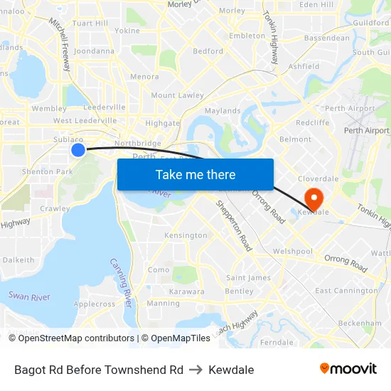 Bagot Rd Before Townshend Rd to Kewdale map