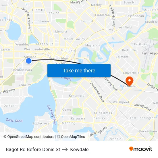 Bagot Rd Before Denis St to Kewdale map