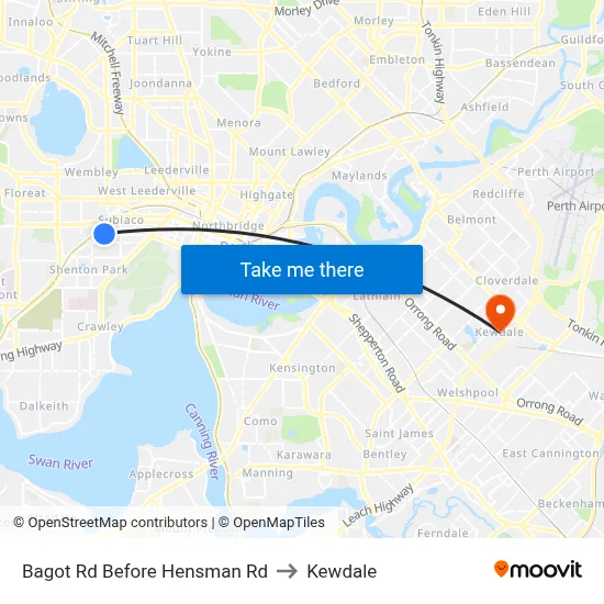 Bagot Rd Before Hensman Rd to Kewdale map