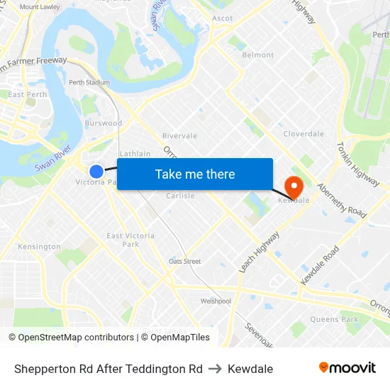 Shepperton Rd After Teddington Rd to Kewdale map