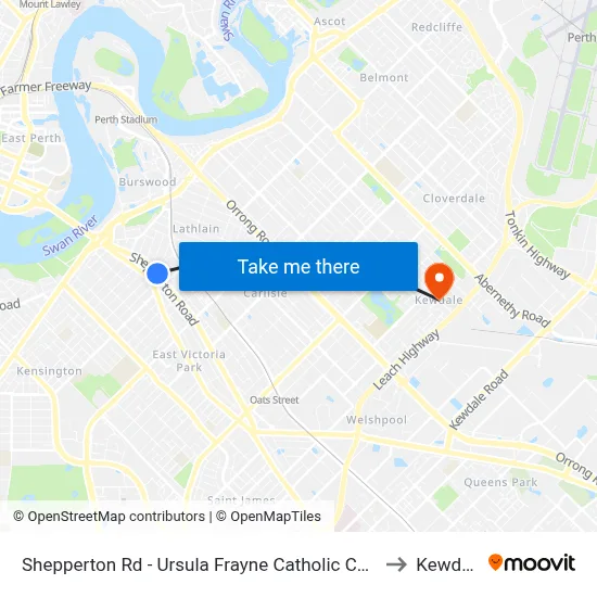 Shepperton Rd - Ursula Frayne Catholic Coll Sen to Kewdale map