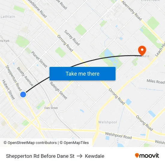 Shepperton Rd Before Dane St to Kewdale map