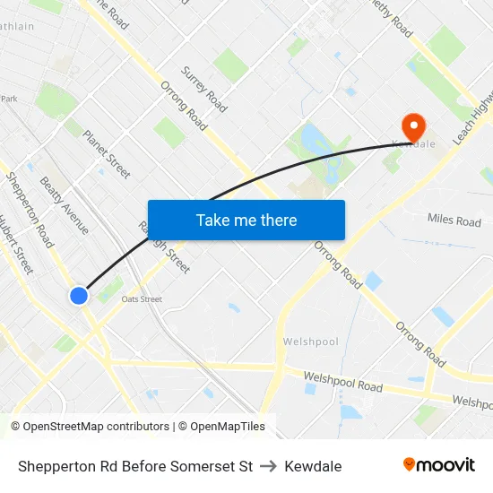 Shepperton Rd Before Somerset St to Kewdale map