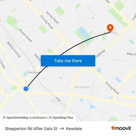 Shepperton Rd After Oats St to Kewdale map