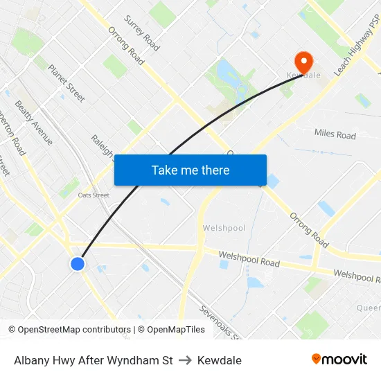 Albany Hwy After Wyndham St to Kewdale map