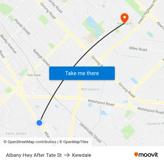 Albany Hwy After Tate St to Kewdale map