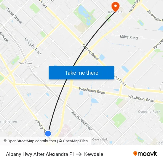 Albany Hwy After Alexandra Pl to Kewdale map