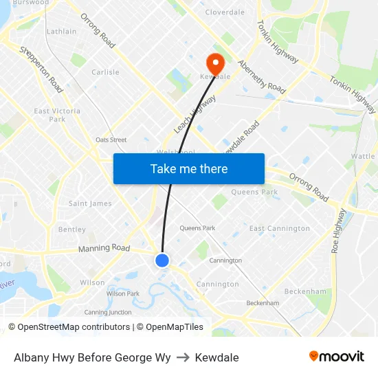 Albany Hwy Before George Wy to Kewdale map